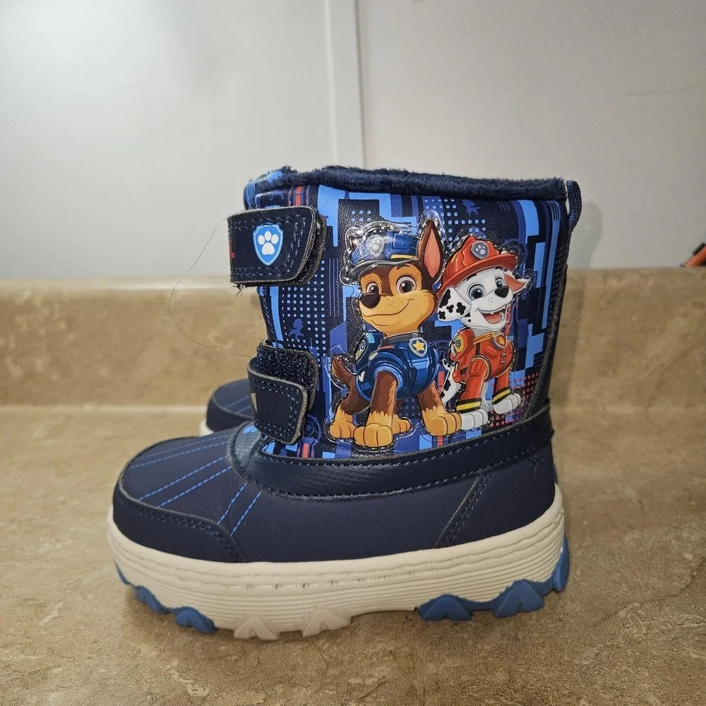 Nickelodeon Paw Patrol Snow Boots Boys Size 9 Blue Chase‎ Marshall Warm Winter